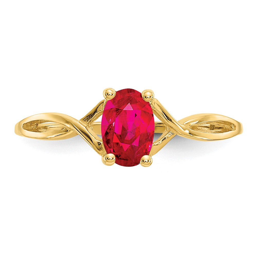 10k Polished 6x4mm Oval Genuine July/ Ruby Birthstone Ring