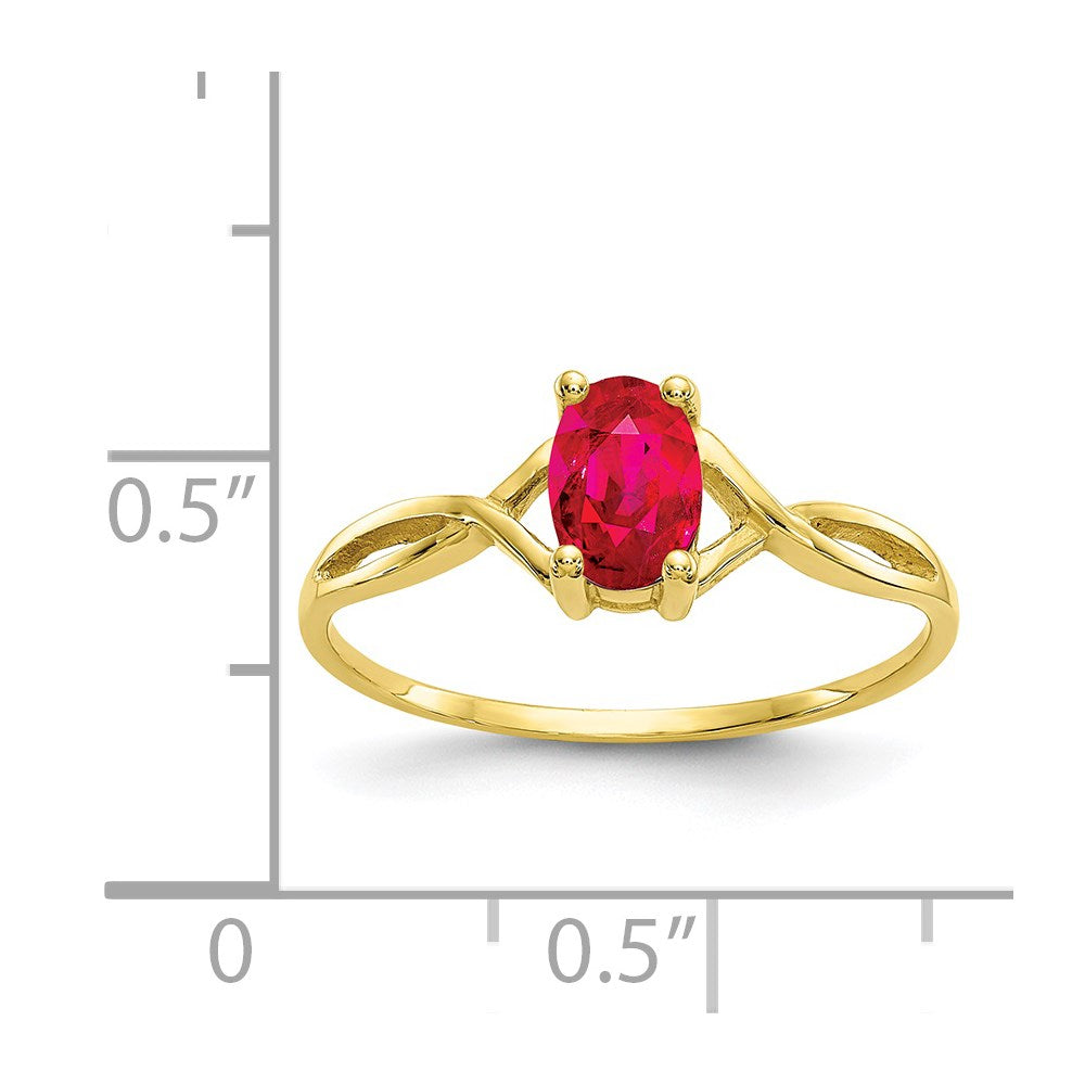 10k Polished 6x4mm Oval Genuine July/ Ruby Birthstone Ring