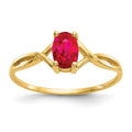 10k Polished 6x4mm Oval Genuine July/ Ruby Birthstone Ring