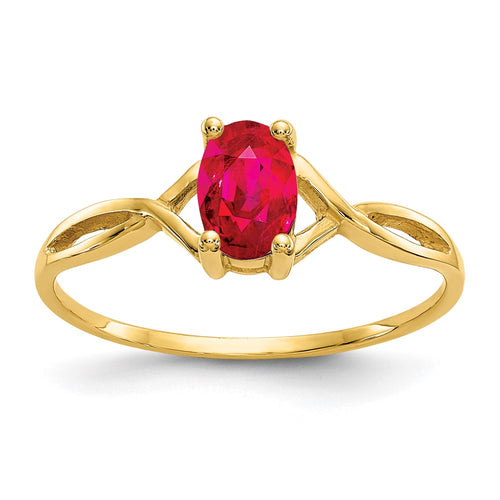10k Polished 6x4mm Oval Genuine July/ Ruby Birthstone Ring