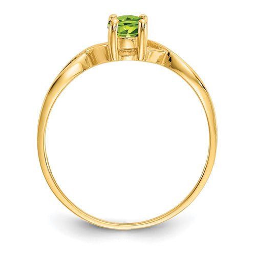 10k Polished 6x4mm Oval Genuine August/ Peridot Birthstone Ring