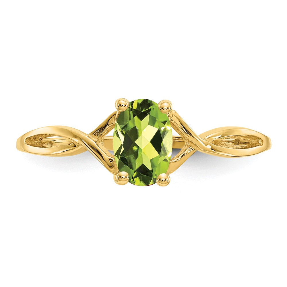 10k Polished 6x4mm Oval Genuine August/ Peridot Birthstone Ring