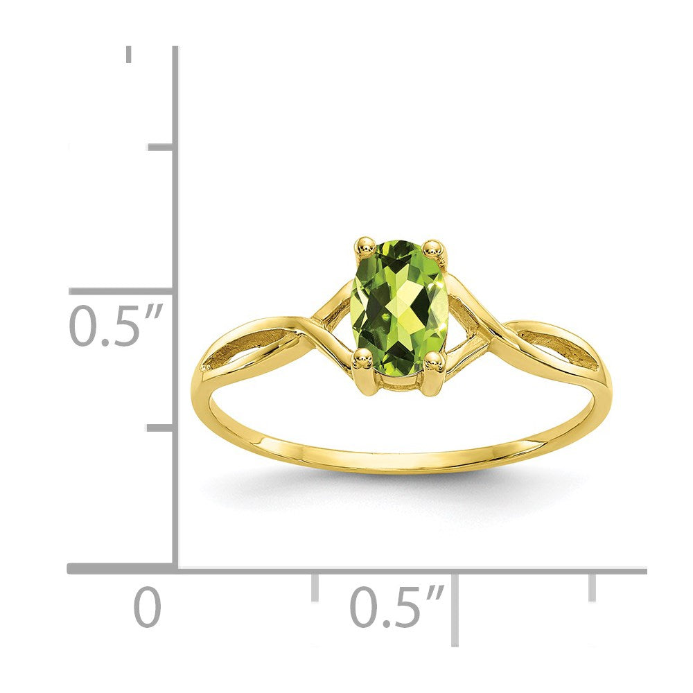 10k Polished 6x4mm Oval Genuine August/ Peridot Birthstone Ring