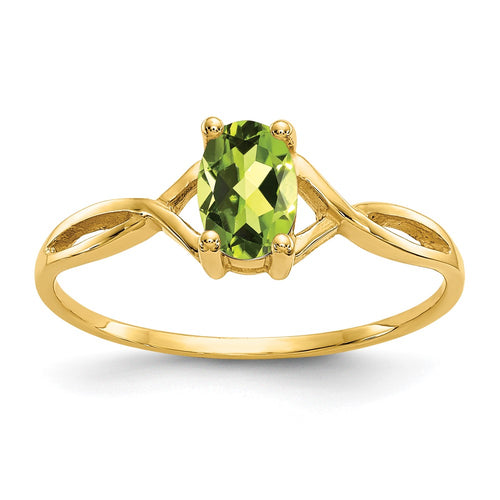 10k Polished 6x4mm Oval Genuine August/ Peridot Birthstone Ring