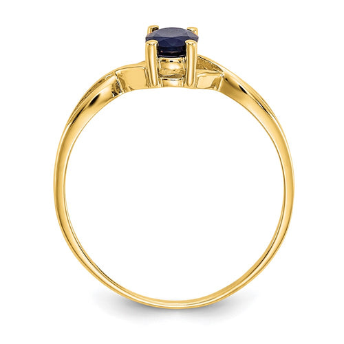 10k Polished 6x4mm Oval Genuine September/ Sapphire Birthstone Ring