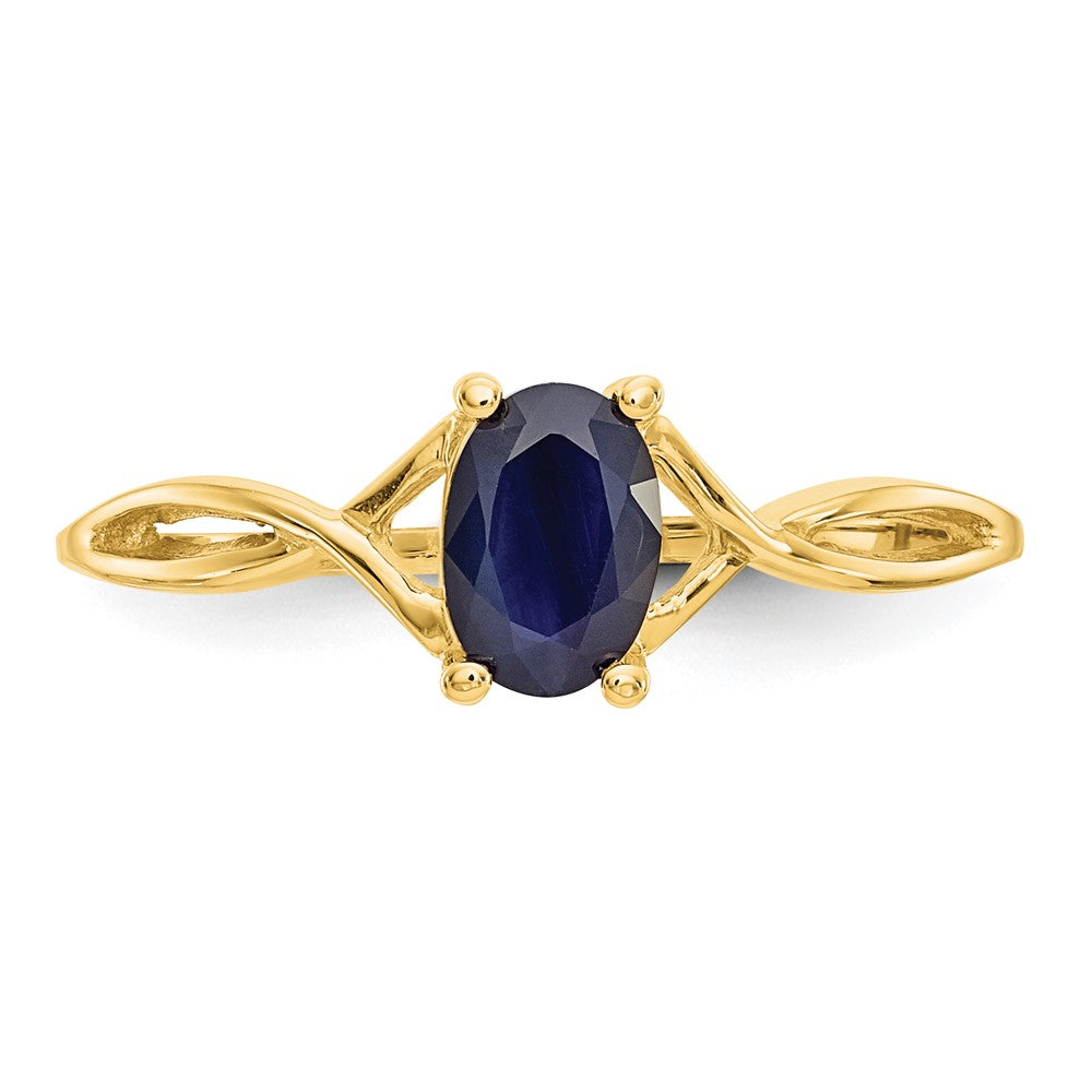 10k Polished 6x4mm Oval Genuine September/ Sapphire Birthstone Ring