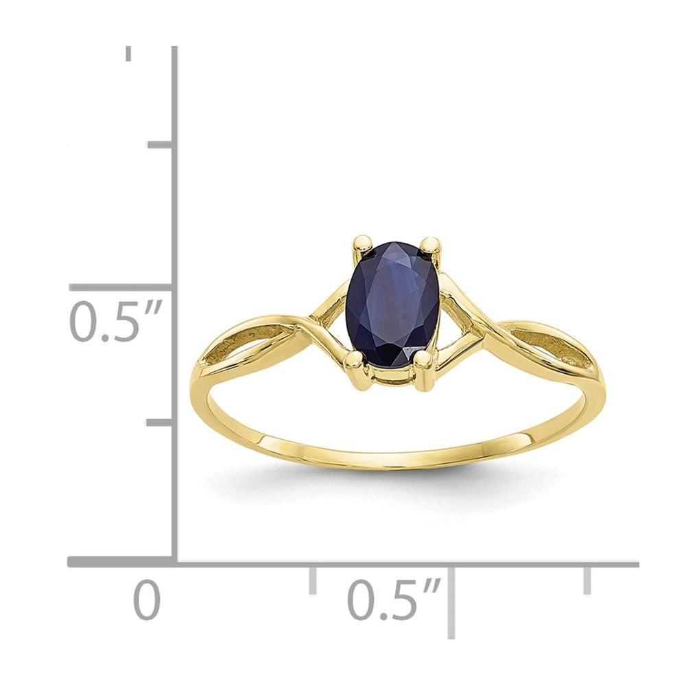 10k Polished 6x4mm Oval Genuine September/ Sapphire Birthstone Ring