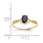 10k Polished 6x4mm Oval Genuine September/ Sapphire Birthstone Ring