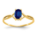 10k Polished 6x4mm Oval Genuine September/ Sapphire Birthstone Ring