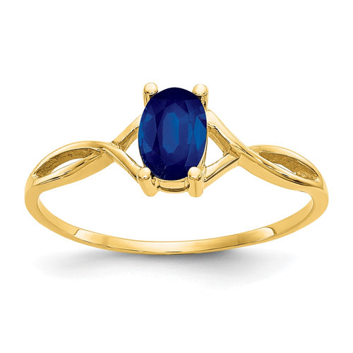 10k Polished 6x4mm Oval Genuine September/ Sapphire Birthstone Ring