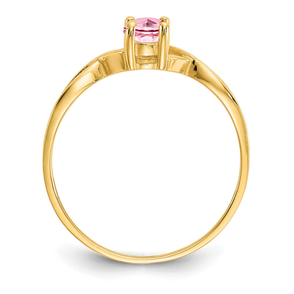 10k Polished 6x4mm Oval Genuine October/ Pink Tourmaline Birthstone Ring