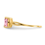 10k Polished 6x4mm Oval Genuine October/ Pink Tourmaline Birthstone Ring