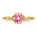 10k Polished 6x4mm Oval Genuine October/ Pink Tourmaline Birthstone Ring