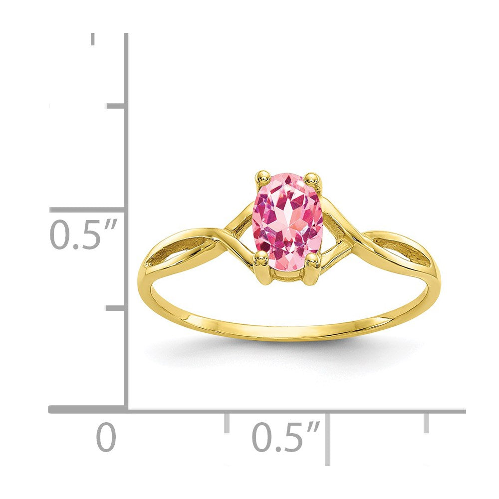 10k Polished 6x4mm Oval Genuine October/ Pink Tourmaline Birthstone Ring