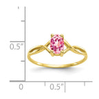 10k Polished 6x4mm Oval Genuine October/ Pink Tourmaline Birthstone Ring