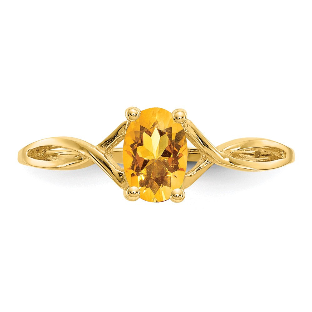 10k Polished 6x4mm Oval Genuine November/ Citrine Birthstone Ring