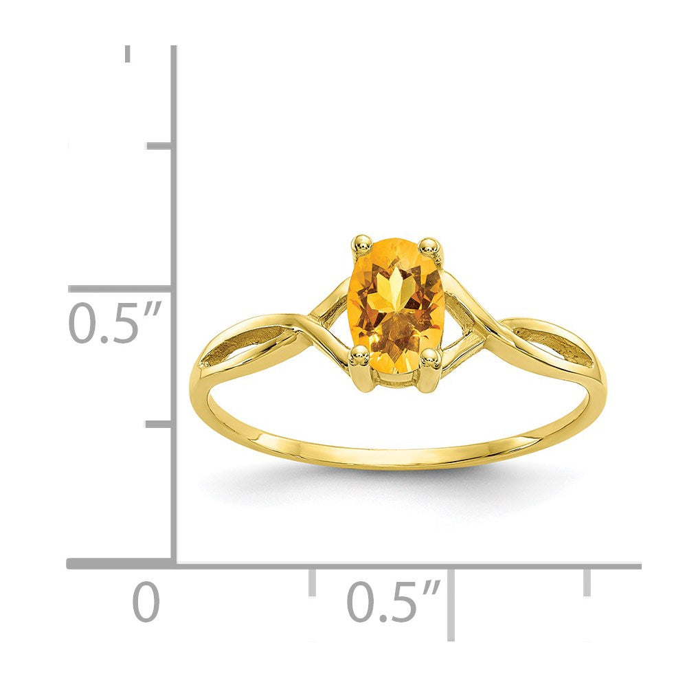 10k Polished 6x4mm Oval Genuine November/ Citrine Birthstone Ring