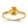10k Polished 6x4mm Oval Genuine November/ Citrine Birthstone Ring