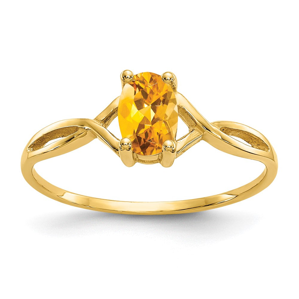 10k Polished 6x4mm Oval Genuine November/ Citrine Birthstone Ring
