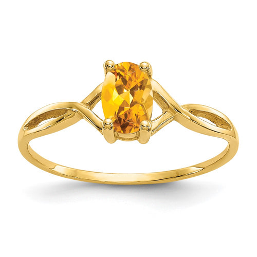10k Polished 6x4mm Oval Genuine November/ Citrine Birthstone Ring