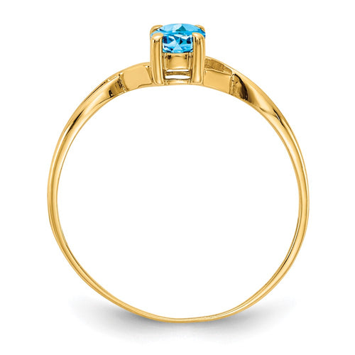10k Polished 6x4mm Oval Genuine December/ Blue Topaz Birthstone Ring