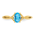 10k Polished 6x4mm Oval Genuine December/ Blue Topaz Birthstone Ring
