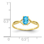 10k Polished 6x4mm Oval Genuine December/ Blue Topaz Birthstone Ring