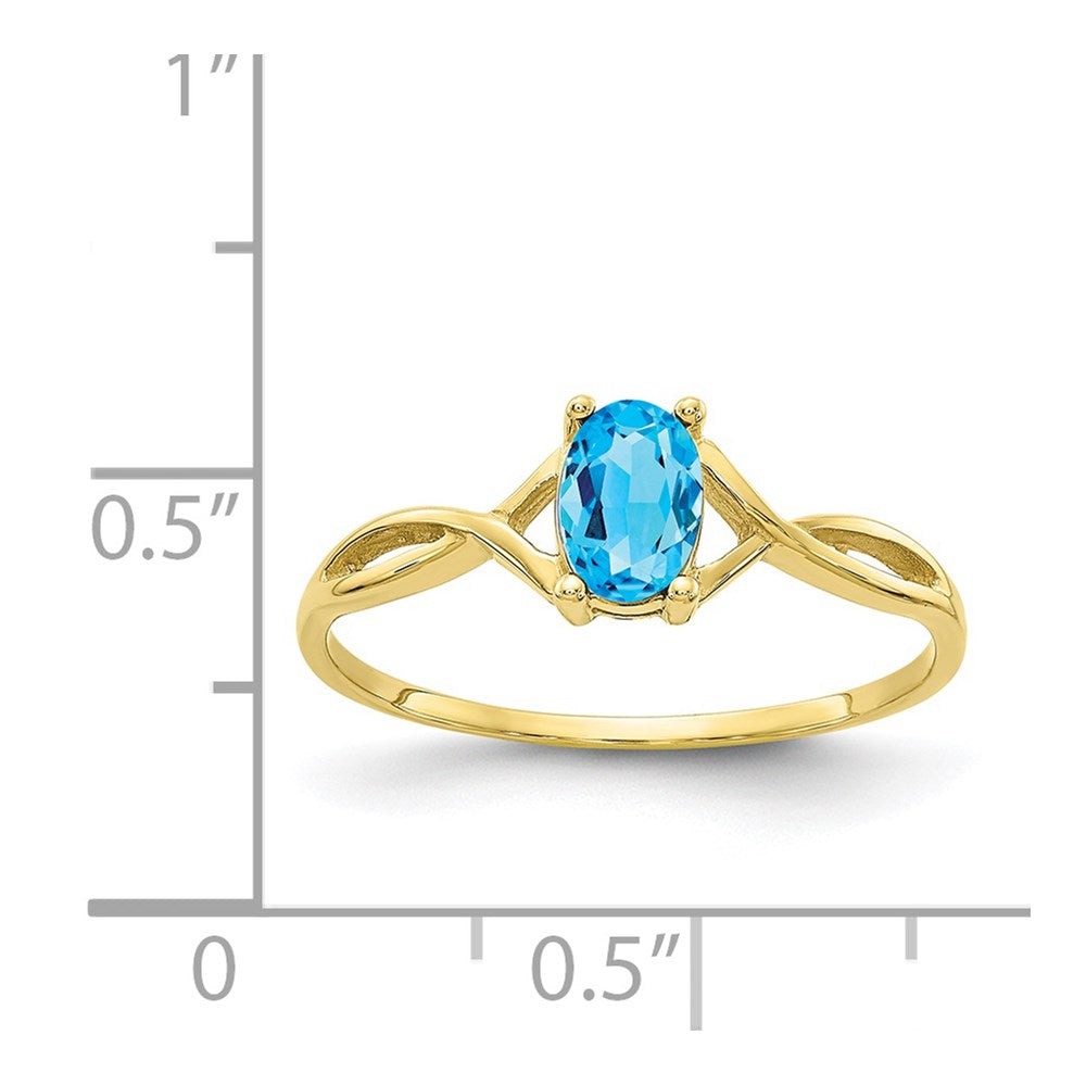 10k Polished 6x4mm Oval Genuine December/ Blue Topaz Birthstone Ring