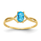 10k Polished 6x4mm Oval Genuine December/ Blue Topaz Birthstone Ring