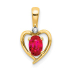 10K 1/2 point Diamond and Oval Ruby Heart Pendant