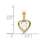 10K Diamond and Oval Opal Heart Pendant