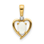 10K Diamond and Oval Opal Heart Pendant