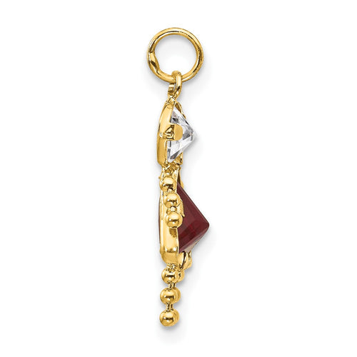 10k January Girl Dark Red Imitation Birthstone Charm