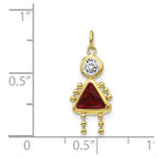 10k January Girl Dark Red Imitation Birthstone Charm