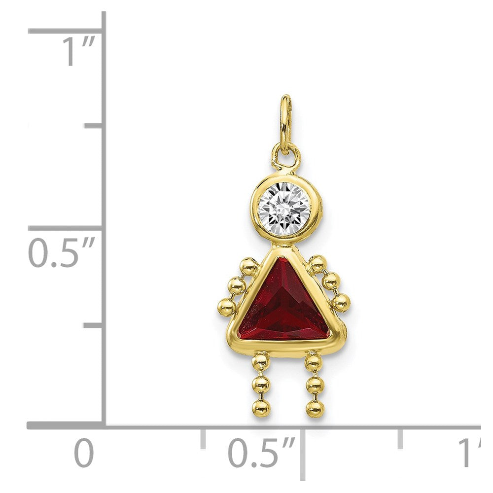 10k January Girl Dark Red Imitation Birthstone Charm