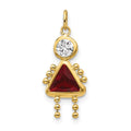 10k January Girl Dark Red Imitation Birthstone Charm