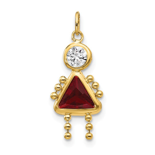 10k January Girl Dark Red Imitation Birthstone Charm