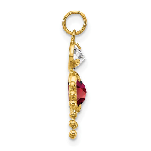 10k January Boy Dark Red Imitation Birthstone Charm
