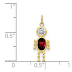10k January Boy Dark Red Imitation Birthstone Charm