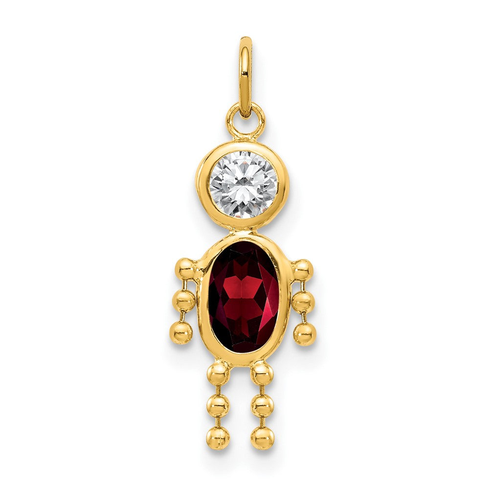 10k January Boy Dark Red Imitation Birthstone Charm