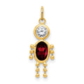 10k January Boy Dark Red Imitation Birthstone Charm