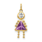 10k February Girl Purple Imitation Birthstone Charm