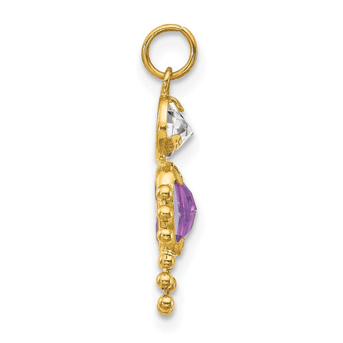 10k February Boy Purple Imitation Birthstone Charm