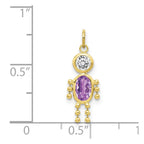 10k February Boy Purple Imitation Birthstone Charm