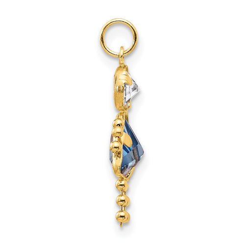 10k March Girl Light Blue Imitation Birthstone Charm