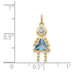 10k March Girl Light Blue Imitation Birthstone Charm