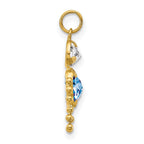 10k March Boy Light Blue Imitation Birthstone Charm