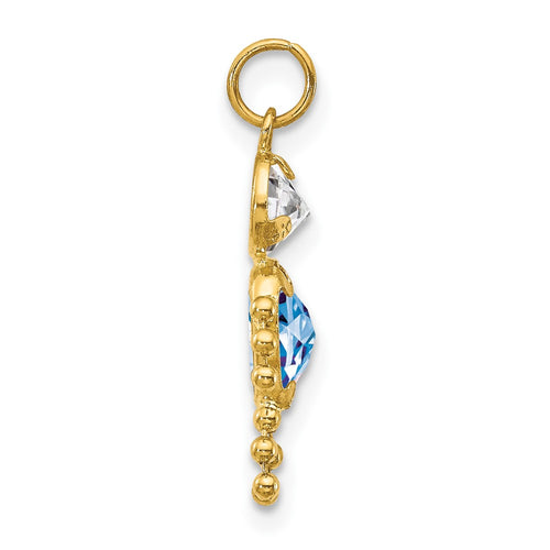 10k March Boy Light Blue Imitation Birthstone Charm