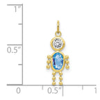 10k March Boy Light Blue Imitation Birthstone Charm