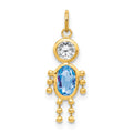 10k March Boy Light Blue Imitation Birthstone Charm